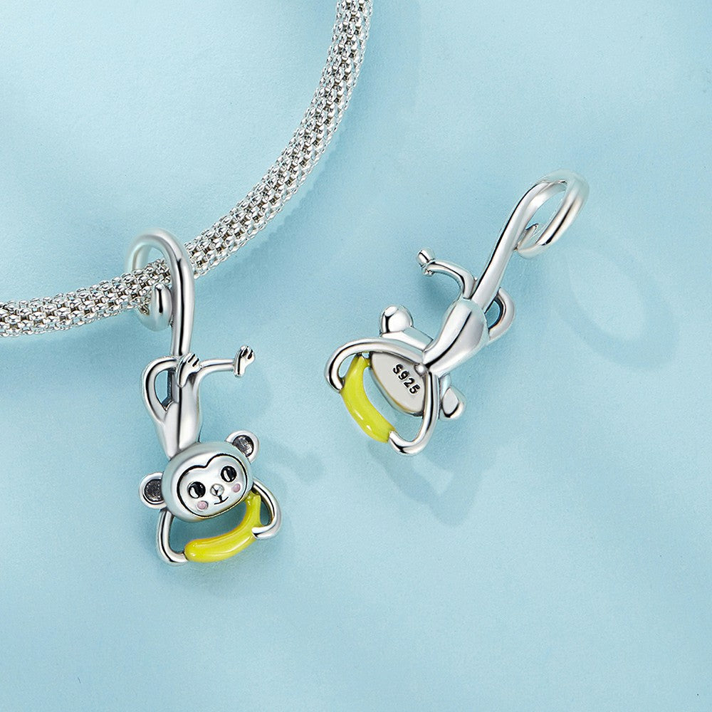Monkey Dangle Charm Silver