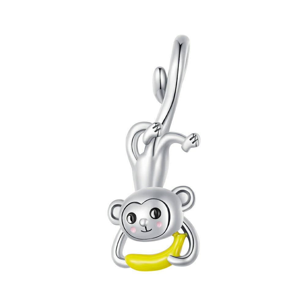 Monkey Dangle Charm Silver