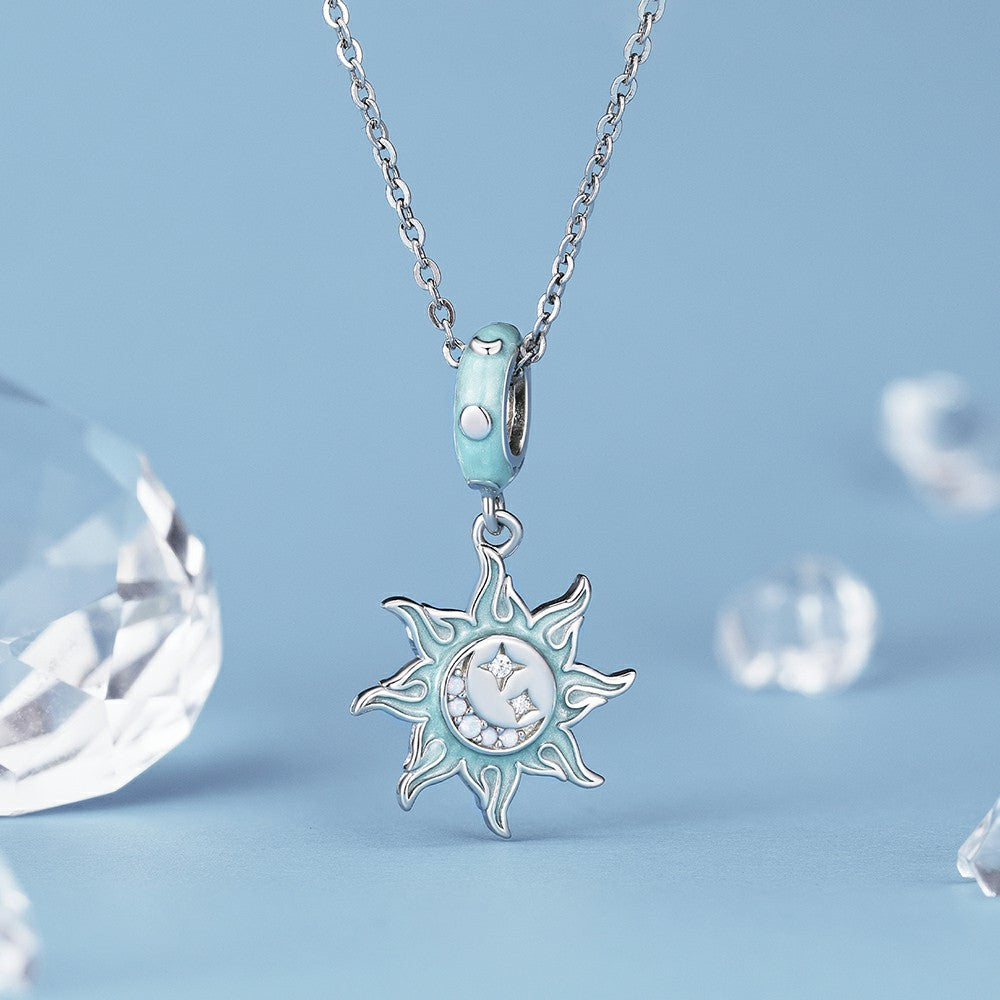 Sun and Moon Dangle Charm Silver
