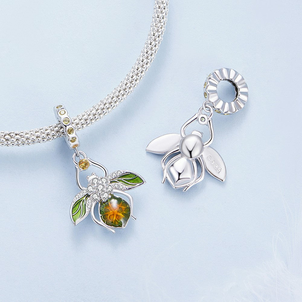 Lemon Bee Dangle Charm Silver