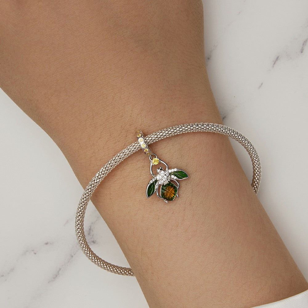 Lemon Bee Dangle Charm Silver