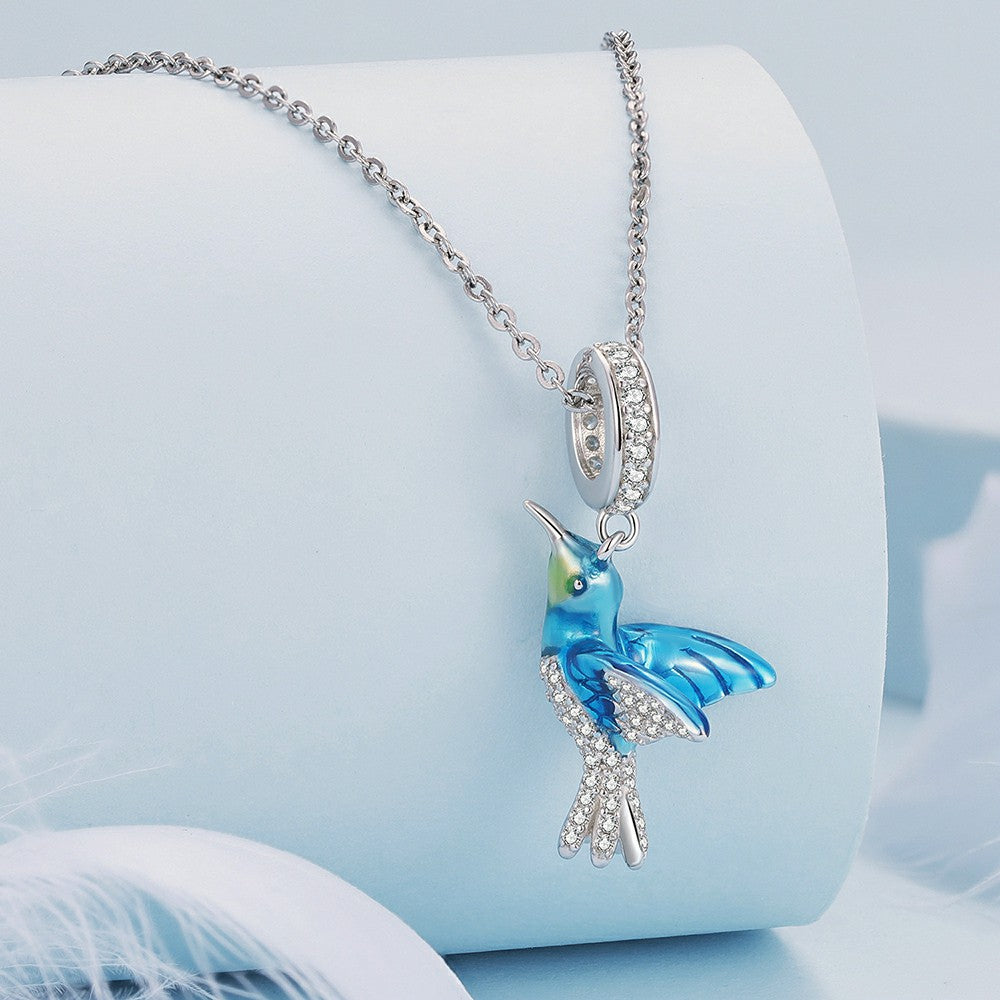 Delicate Kingfisher Dangle Charm Silver