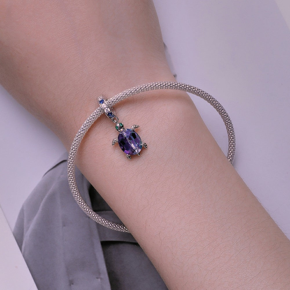 Delicate Turtle Dangle Charm Silver