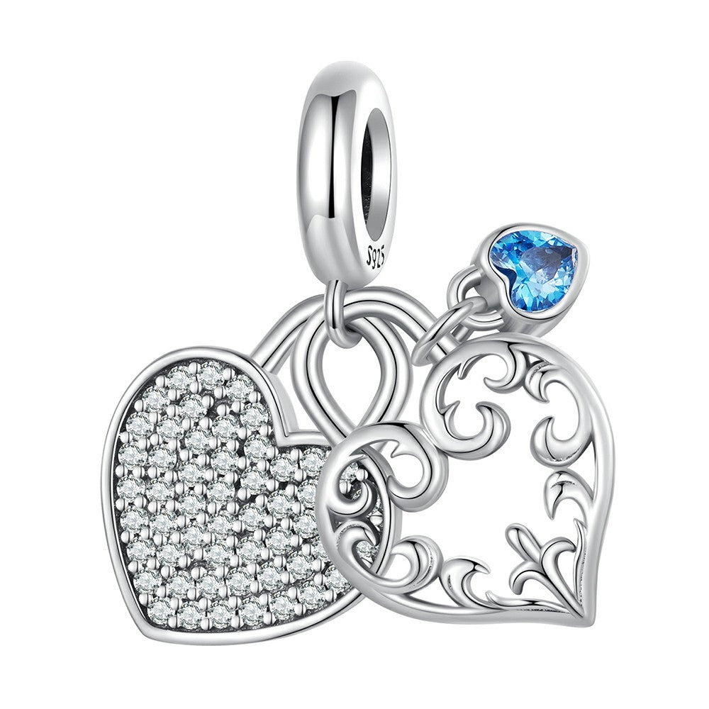 Heart Lock Dangle Charm Silver