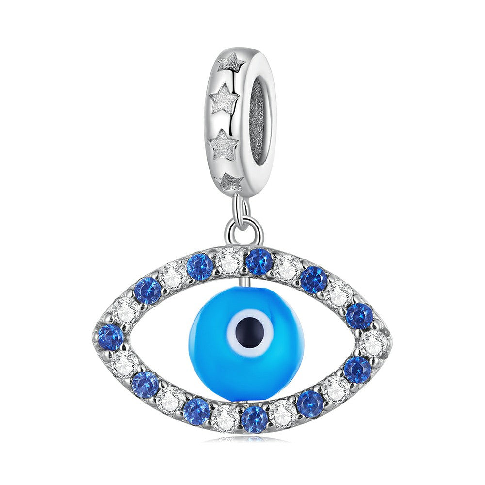 Devil Eye Dangle Charm Silver