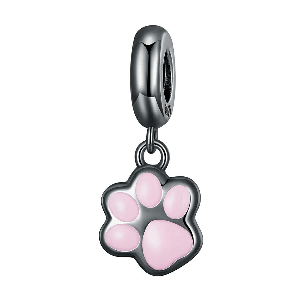 Mini Black Cat Claws Dangle Charm Silver