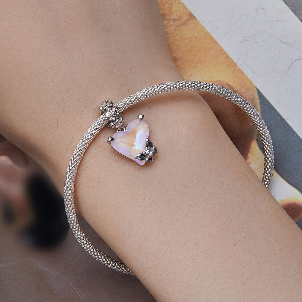 Mocha Butterfly Dangle Charm Silver