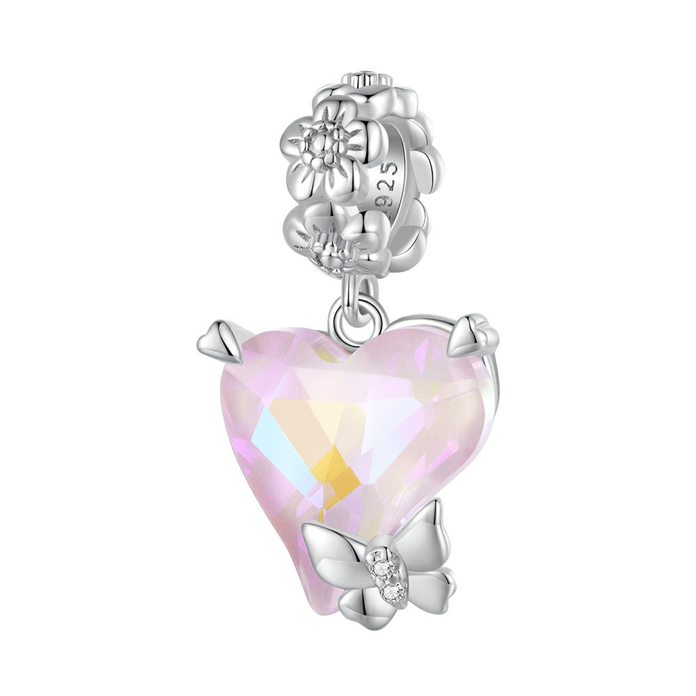 Mocha Butterfly Dangle Charm Silver