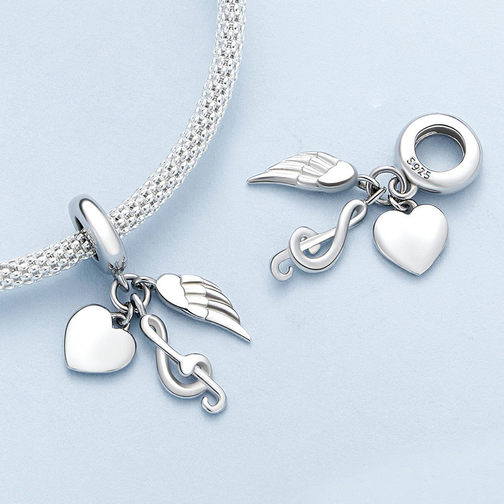 Note Dangle Charm Silver