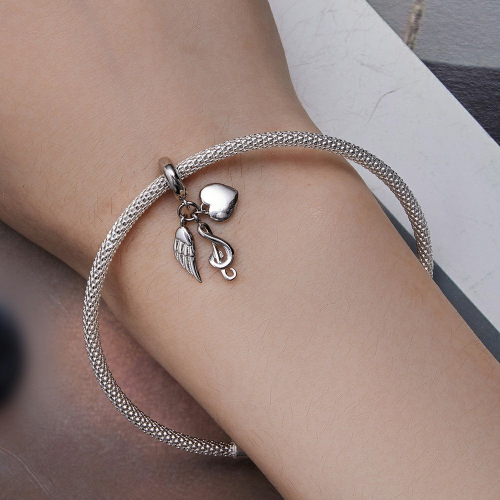 Note Dangle Charm Silver