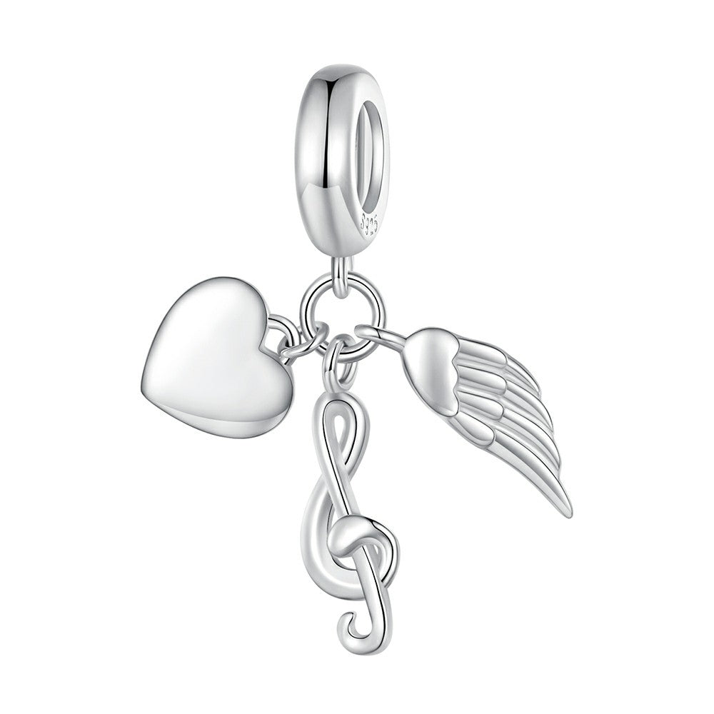 Note Dangle Charm Silver