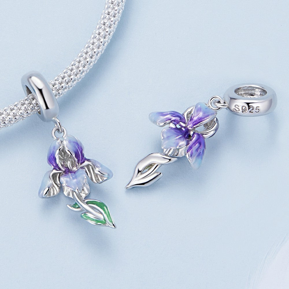 Iris Dangle Charm Silver