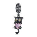 Little Black Cat Dangle Charm Silver