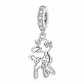 Cute Deer Dangle Charm Silver