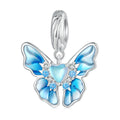 Bule Butterfly Dangle Charm Silver