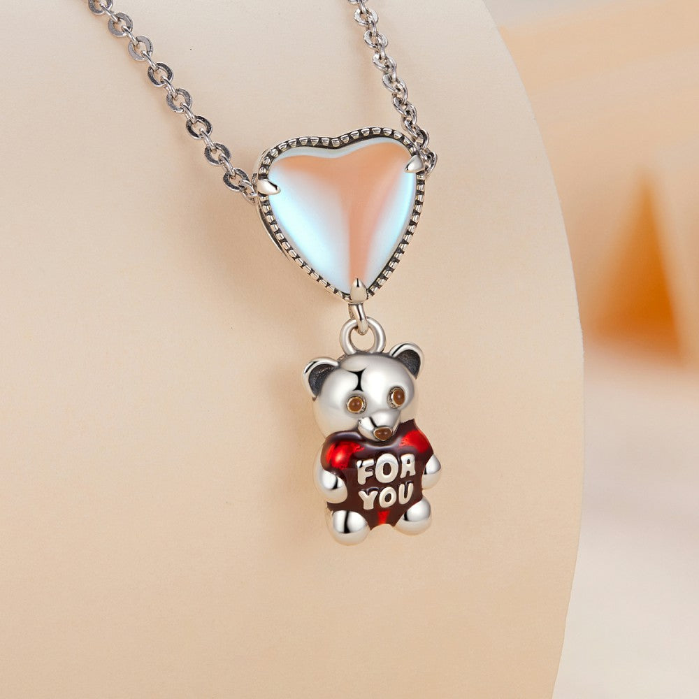 Heart for You Bear Dangle Charm Silver