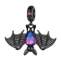 Black Bat Dangle Charm Silver