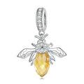 Bee Yellow Dangle Charm Silver