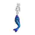 Blue Weird Fish Enamel Dangle Charm Silver