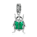 Green Beetle Elf Dangle Charm Silver