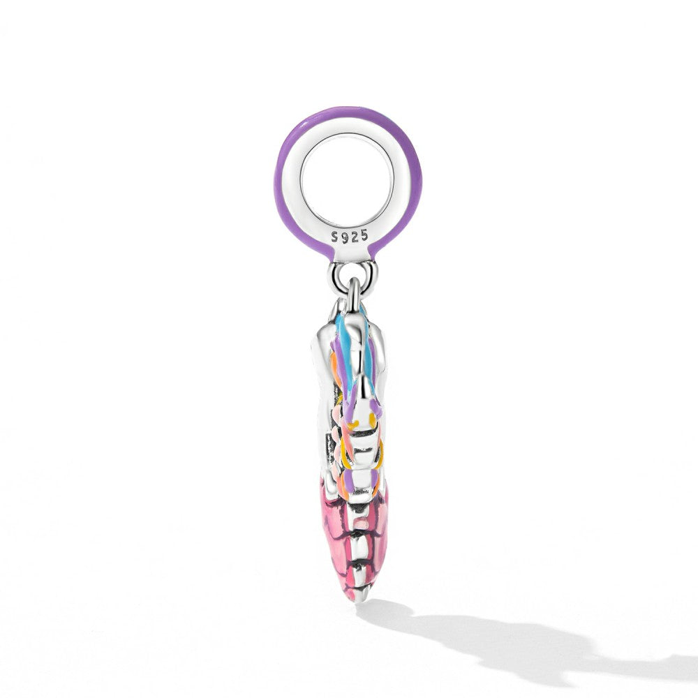 Unicorn Enamel Dangle Charm Silver
