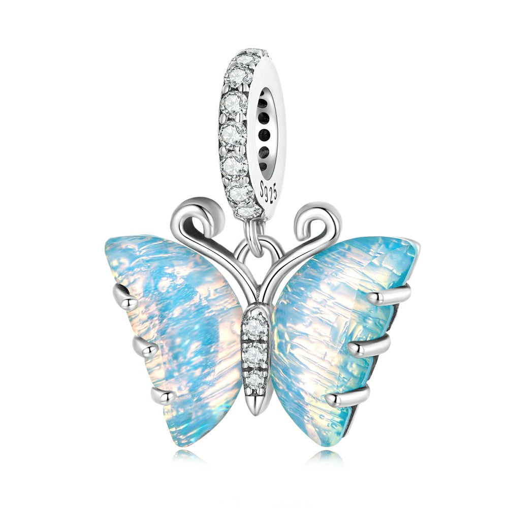Aurora Butterfly Dangle Charm Silver
