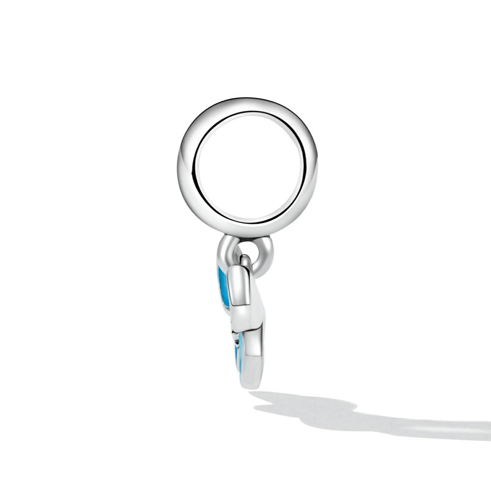Blue Butterfly Dangle Charm Silver