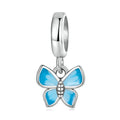 Blue Butterfly Dangle Charm Silver