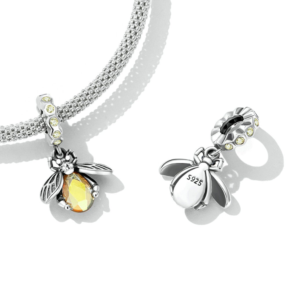 Exquisite Bee Dangle Charm Silver