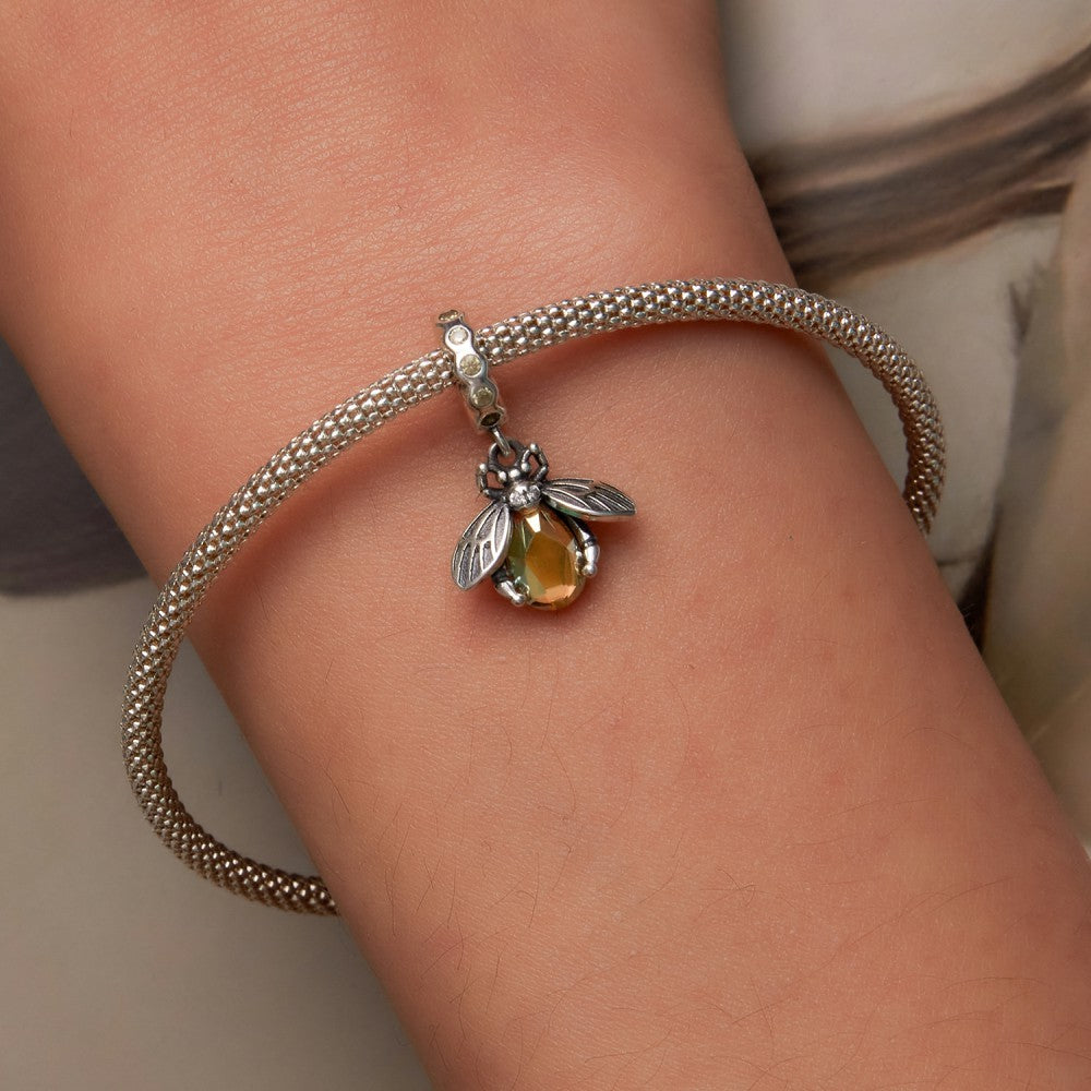 Exquisite Bee Dangle Charm Silver
