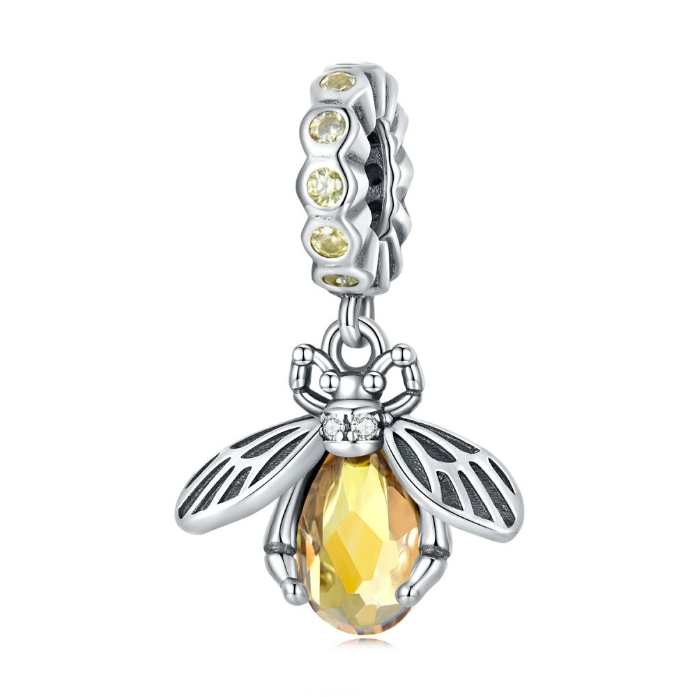 Exquisite Bee Dangle Charm Silver