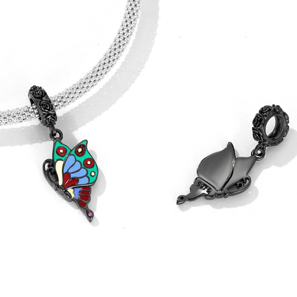 Art Butterfly Dangle Charm Silver