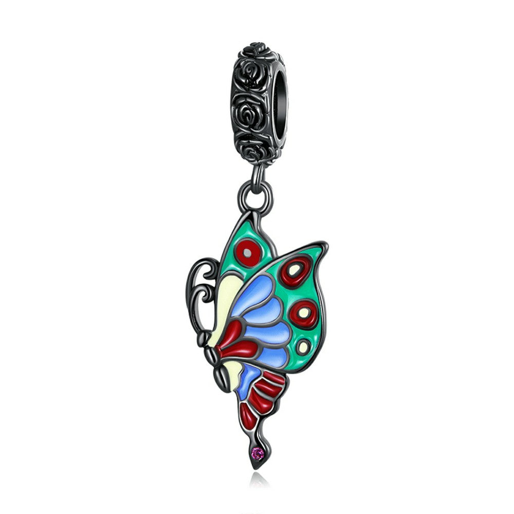 Art Butterfly Dangle Charm Silver