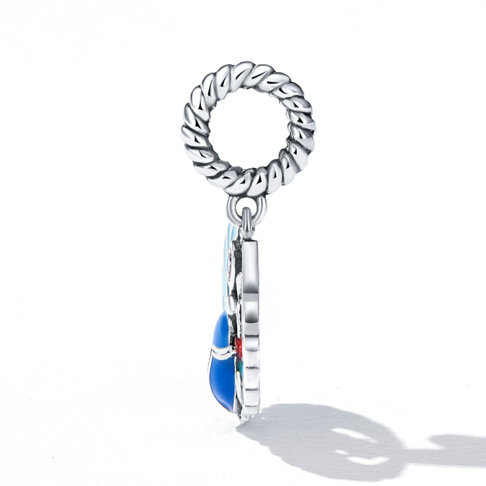 Blue Scarab Dangle Charm Silver