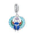 Blue Scarab Dangle Charm Silver