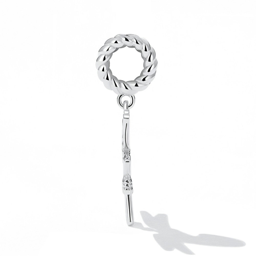 Dragonfly Key Dangle Charm Silver