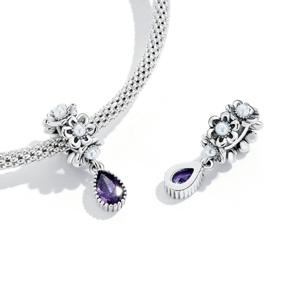 Classic Water Drop Dangle Charm Silver