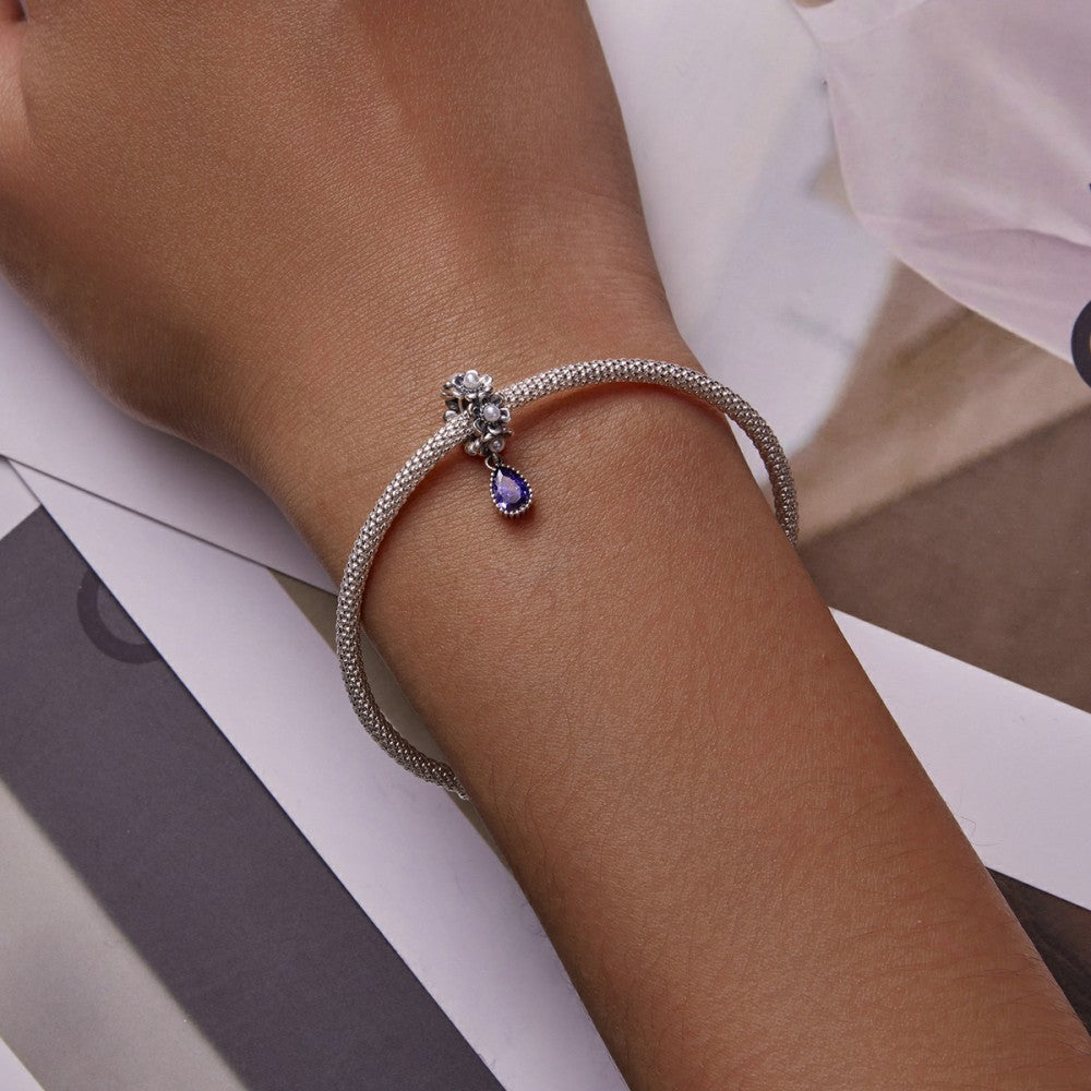 Classic Water Drop Dangle Charm Silver