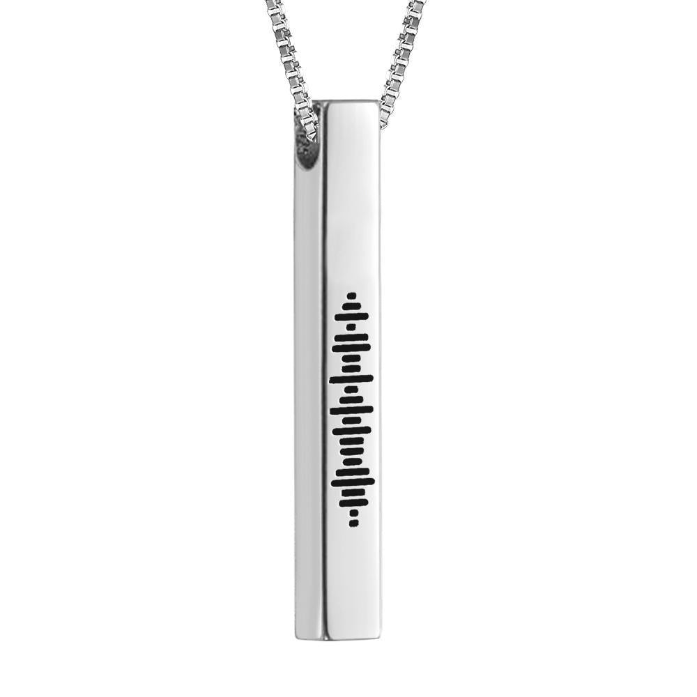Scannable Music Code Necklace 3D Engraved Vertical Bar Necklace Gifts for Her