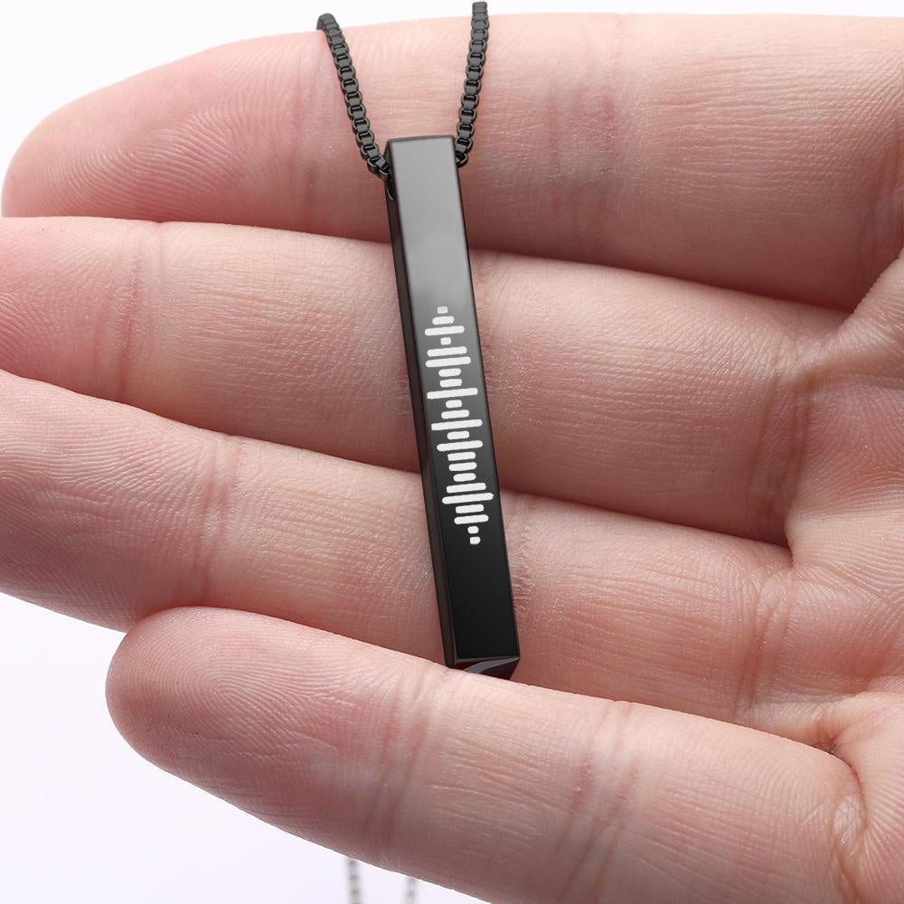 Scannable Music Code Necklace 3D Engraved Vertical Bar Necklace Gifts for Her