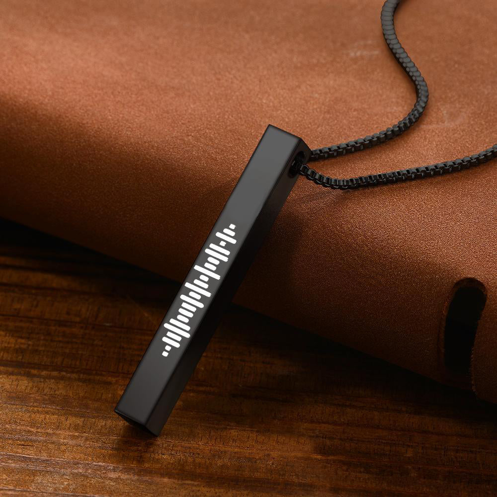 Scannable Music Code Necklace 3D Engraved Vertical Bar Necklace Gifts for Her