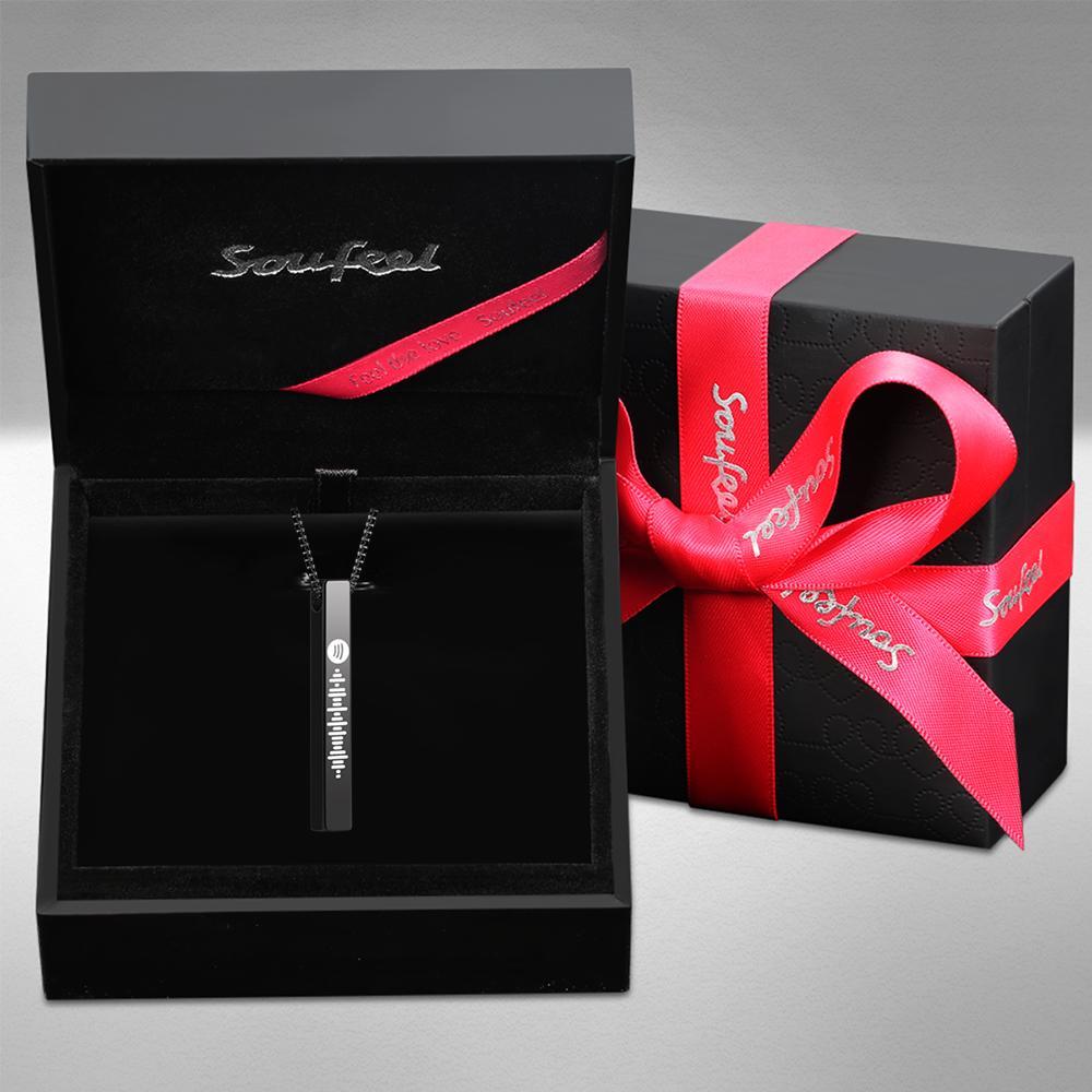 Scannable Music Code Necklace 3D Engraved Vertical Bar Necklace Gifts for Her