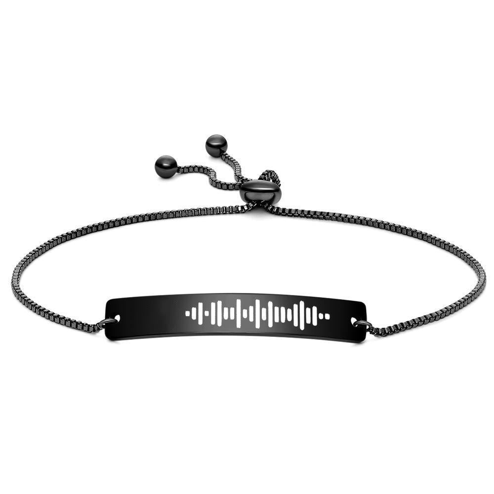 Scannable Music Code Bracelet Engraved Bar Bracelet Custom Music Song Bracelet Black Color Gifts for Her