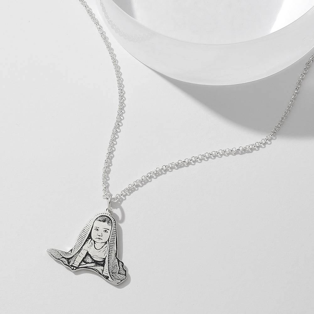 Photo Engraved Necklace Stainless Steel Memorial Gifts Babies Picture