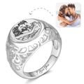 Women's Photo Engraved Ring with Engraving Silver