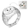 Photo Engraved Ring Oval-shaped, Keepsake Gift Platinum Plated Silver