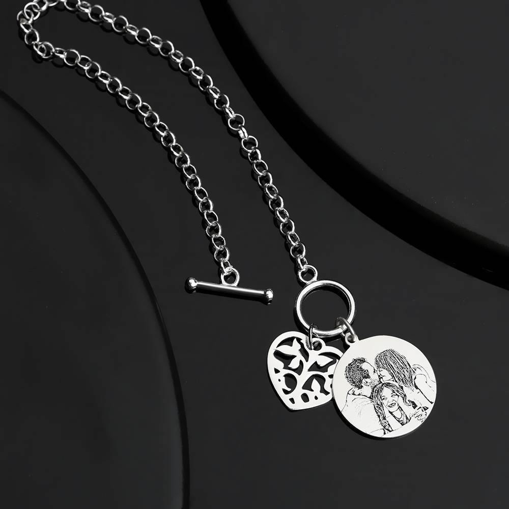 Women's Photo Engraved Tag Bracelet with Engraving Silver