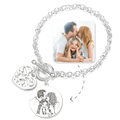 Women's Photo Engraved Tag Bracelet with Engraving Silver