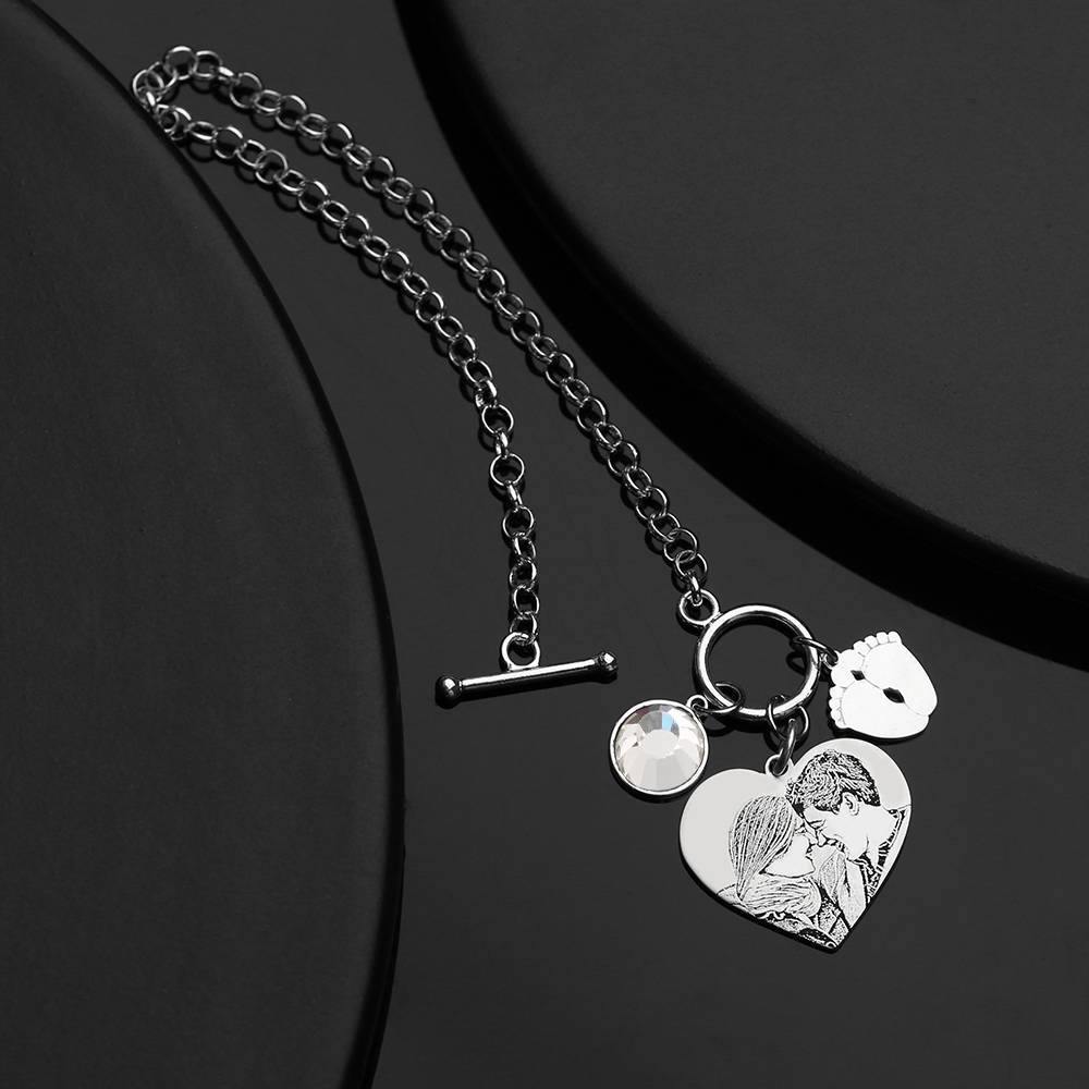 Women's Photo Engraved Tag Bracelet with Engraving Silver