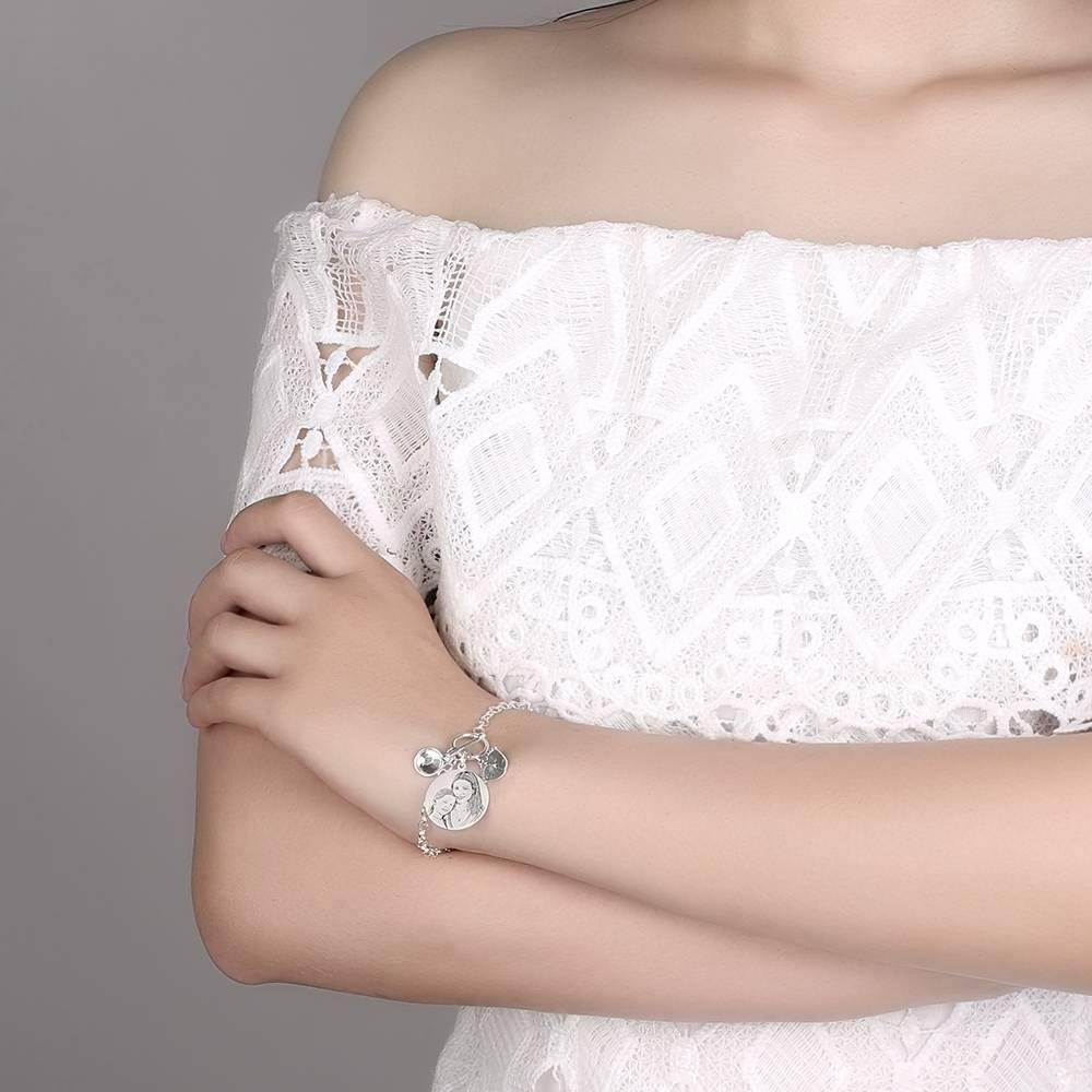 Women's Photo Engraved Tag Bracelet with Engraving Silver